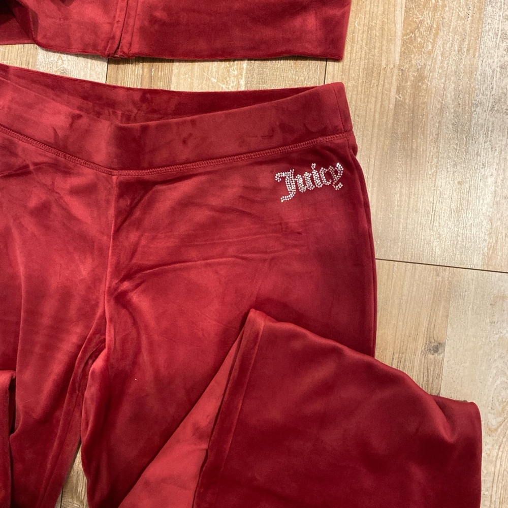 Juicy Couture Red Velour Hoodie and Sweatpants Set - Picture 3 of 4